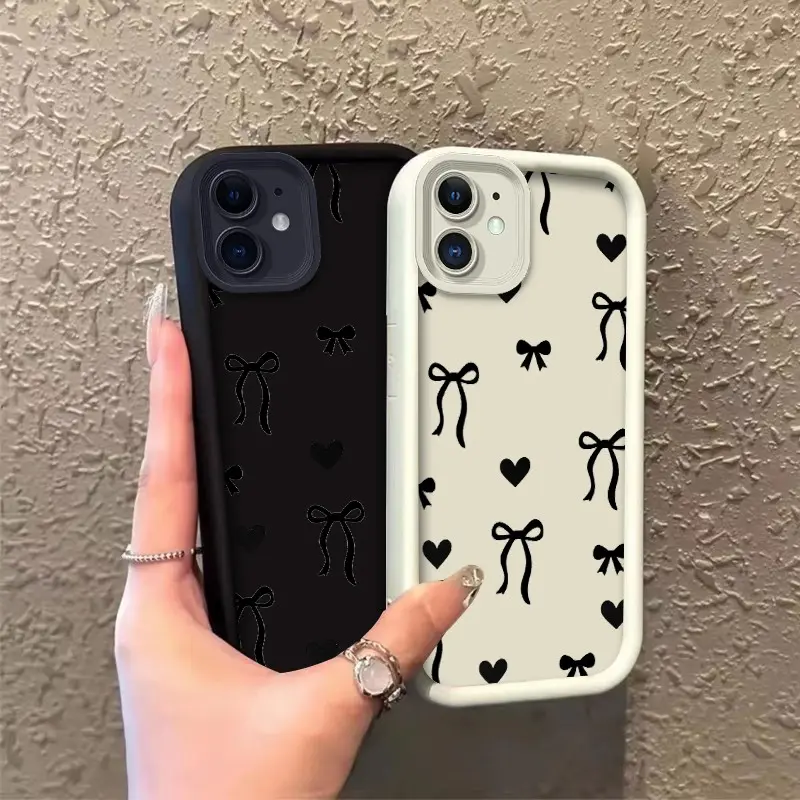 Phone case for iphone 11 12 12MINI Enhanced Peotection Gift TPU Black Bows & Hearts Pattern Drop-Resistant Protection Celestial Eye Layered Phone Case ROOJTO0EO