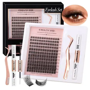 Wide Band Cluster Individual Lash Extensions, Mixed Lengths 8mm to 16mm, Soft Natural False Lashes for At-Home DIY Personal Lash Styling