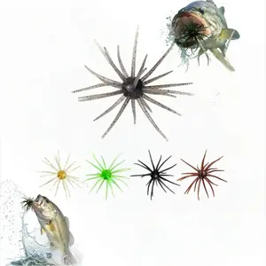 Soft Artificial Fishing Lures Set - Simulation Sea Urchin Bait, Soft Worms & Water Balloon Floats for Bass Mandarin Fish Snakehead Catfish