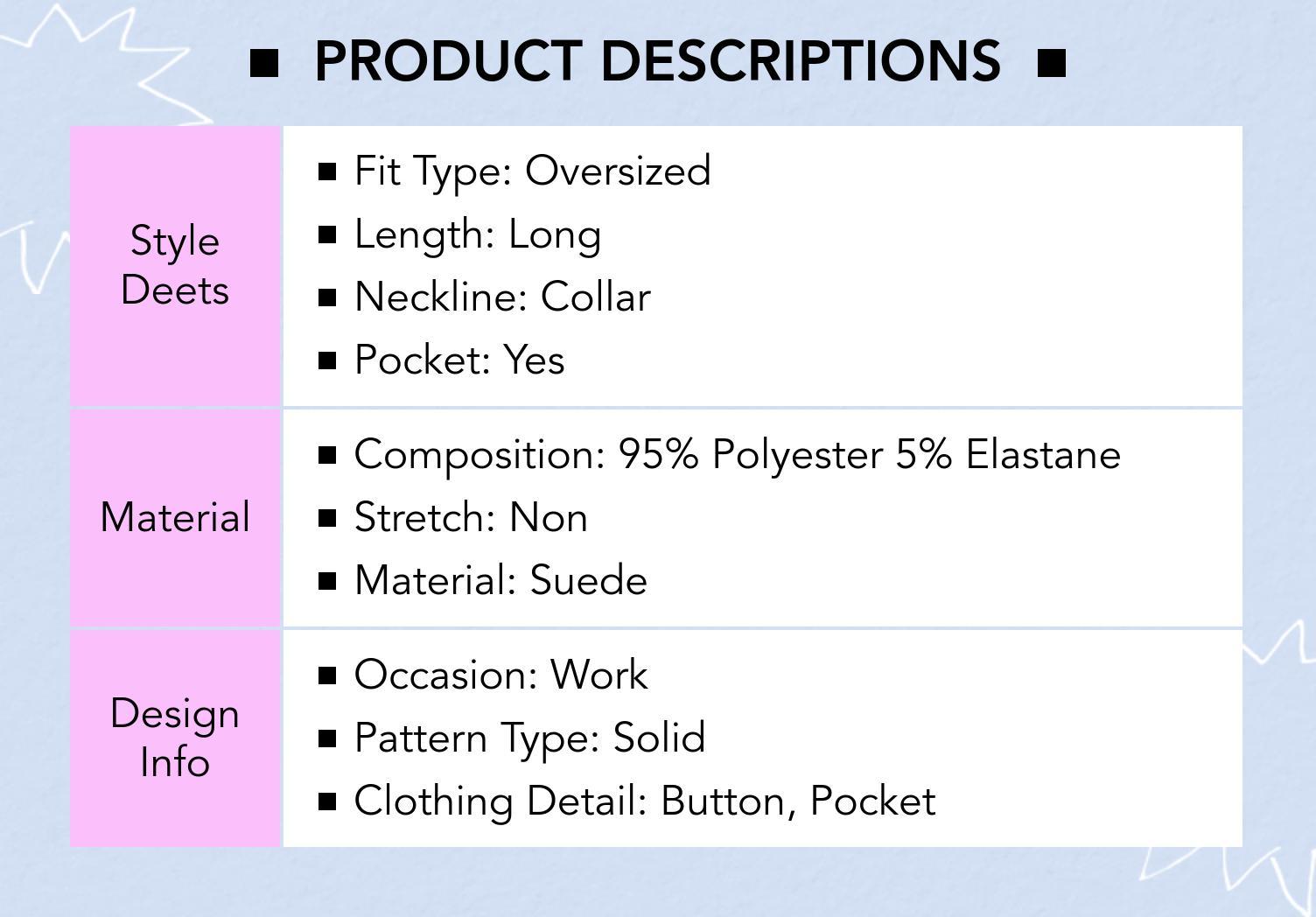 Cider [size 2-10] Suede Collar Solid Pocket Button Oversized Blazer