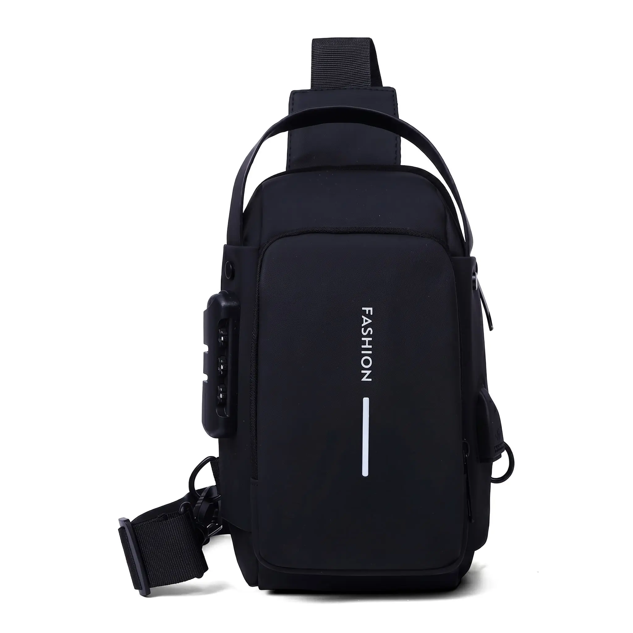 Men's Anti-Theft Sling Bag with Lock - Water Resistant Crossbody Shoulder Backpack with USB Port, Sleek Large Travel Chest Daypack for Business & Urban Commute