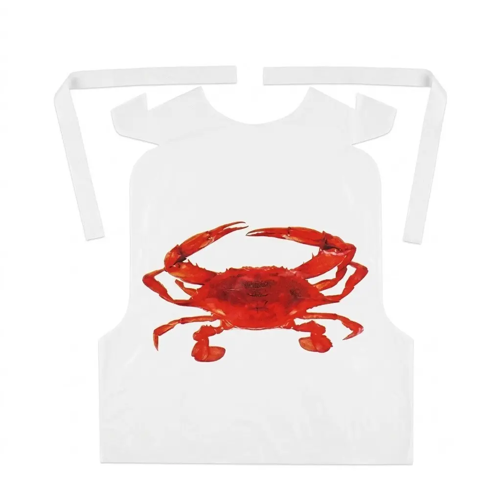 Crab Apron Set of 100, Adult Disposable Lobster Apron, Fun Plastic Material, Perfect for Seafood Parties, Unique Party Accessory