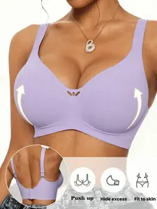 Bras for Women No Underwire Wireless Supportive Full Coverage Wide Straps Seamless T-shirt Bra Supportive Wireless Push Up Bra Full Coverage No Underwire Seamless  Comfortable breathable adjustable
