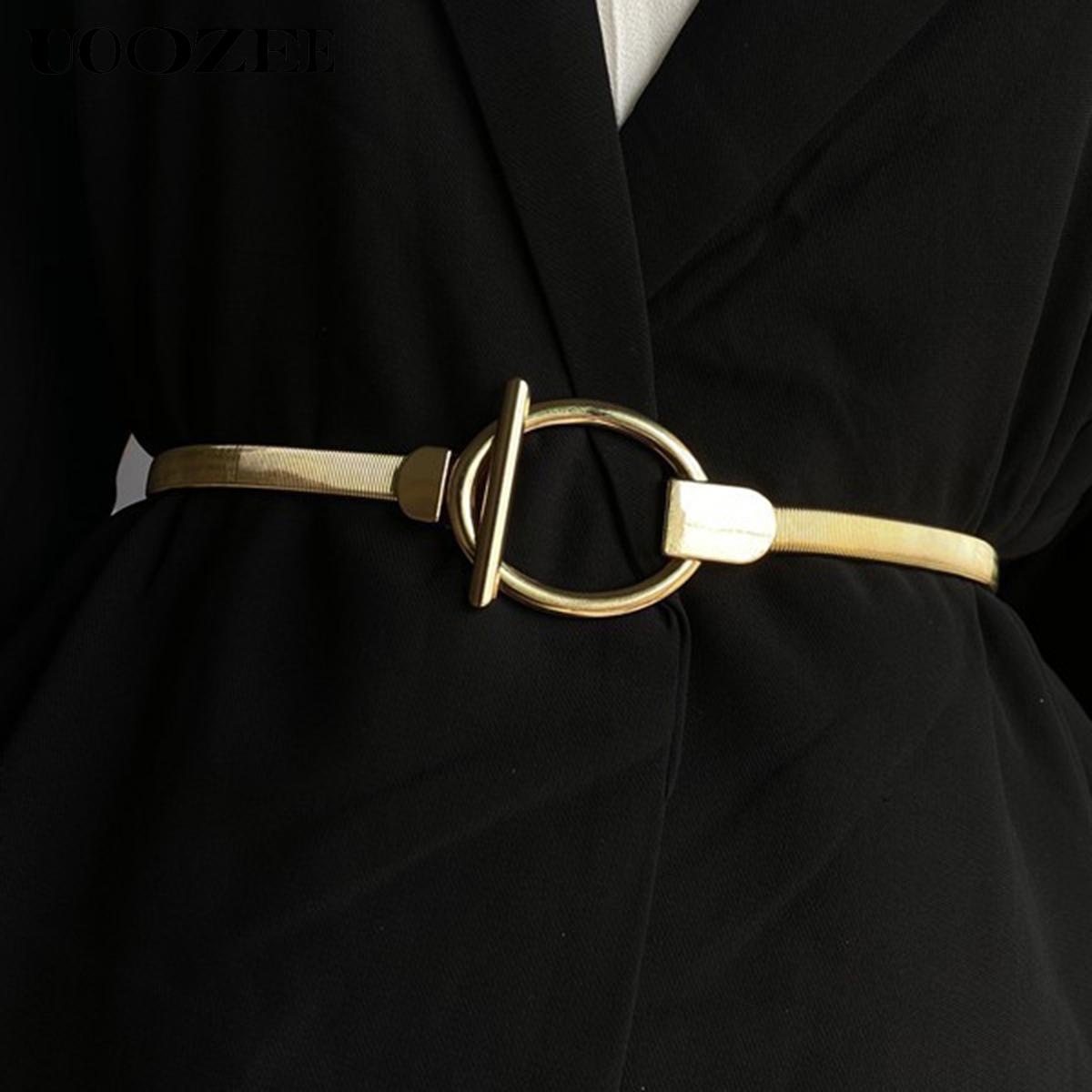 Buckle Geometric Pleated Solid Color Belts