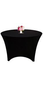 8 Pack 5FT Round Spandex Tablecloth 60" Black Table Cover, Round Table Cloth Washable Wrinkle Resistant Fitted Stretch Table Cover for Wedding Birthday Banquet Bar Events