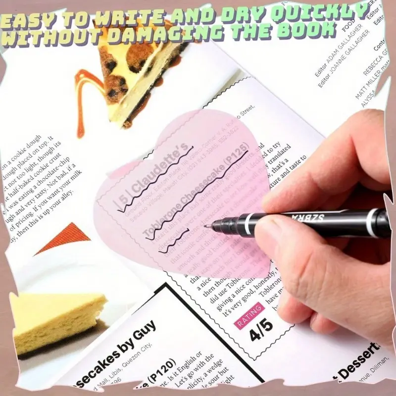 Heart-Shaped Transparent Fluorescent Pen Index Labels, 160 Pieces/8 Books, Waterproof Self-Adhesive Page Markers, Writing Permeable Book Notes Stickers