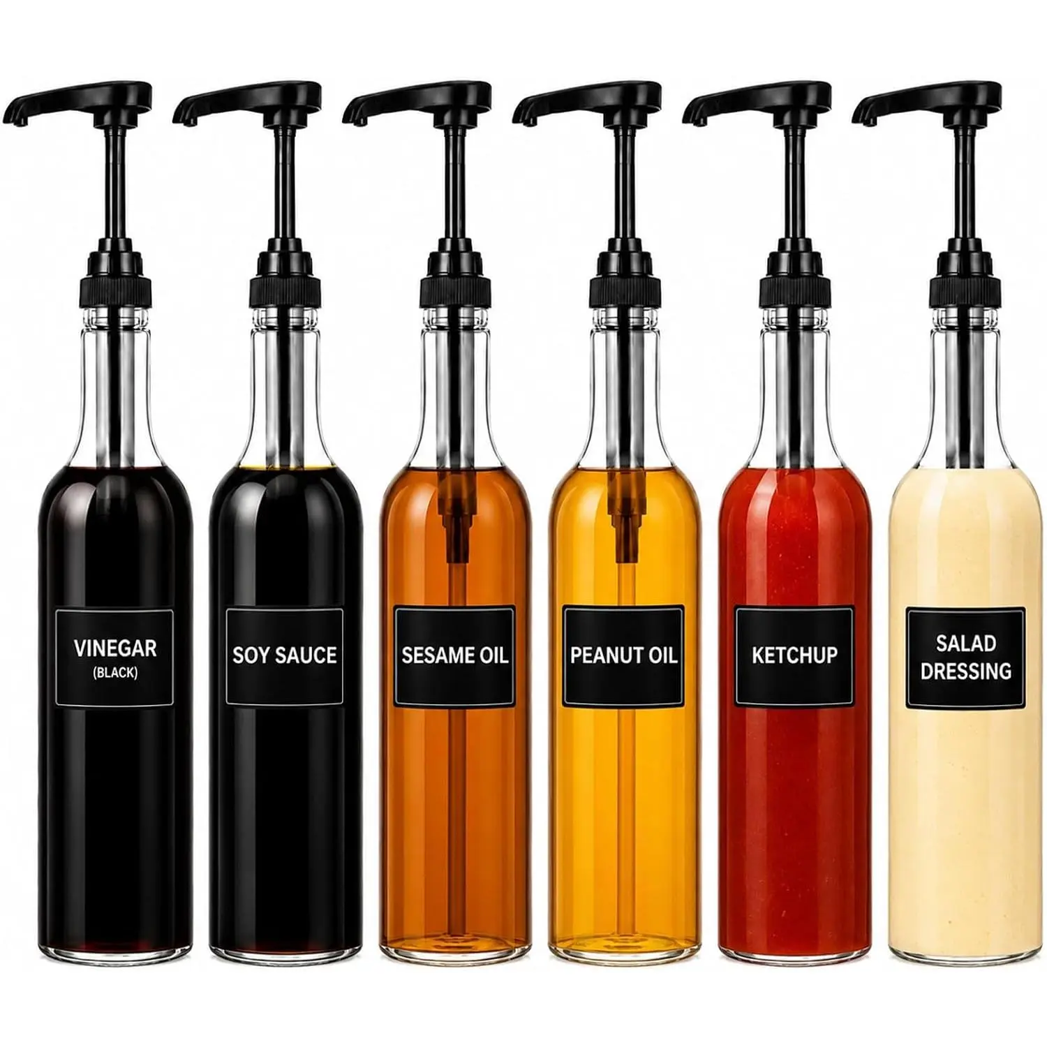 6 Pcs 25 oz Syrup Bottles with Pump Coffee Syrup Dispenser Bottles Long Neck-Bottles Plastic Syrup-Pump Dispenser for Coffee Bar Accessories Home Party Decor Flavored(Black)
