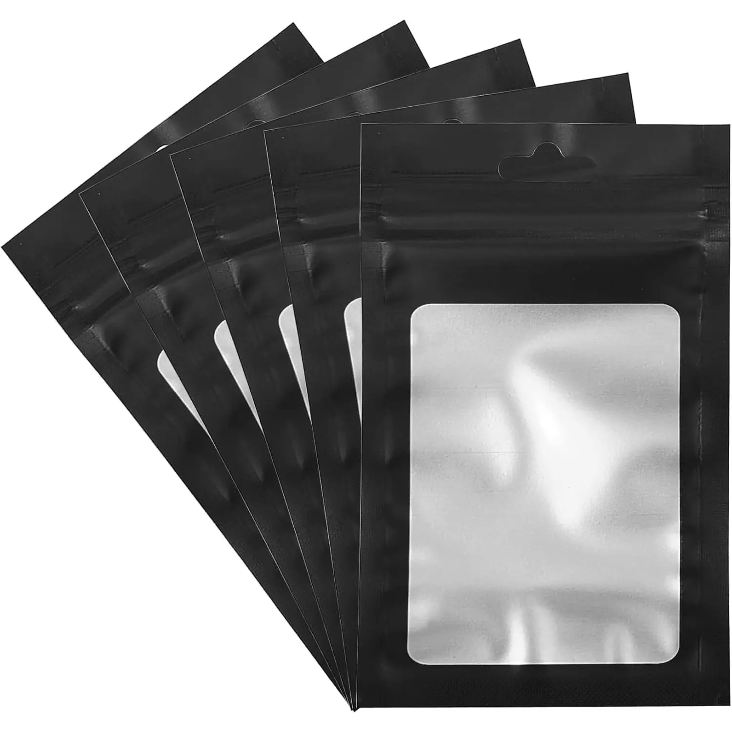 50 Count Holographic Mylar Bags With Clear Window– Resealable -Grade Storage Pouch with Front View Window – Keeps Cookies, Snacks, and   & Secure (2.95 x 4.72 Inches)