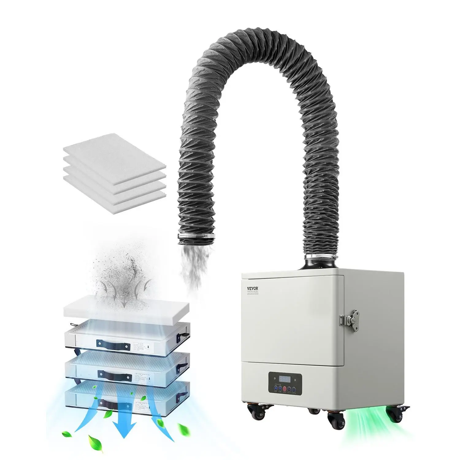 【Summerfinds】Solder Fume Extractor DX2000II, 459 m/h Airflow, 280W Brushless Motor (10000 h Lifespan), 4-Stage Filters, 10 Speeds, Easy-to-Move Design, Filter Blockage Alarm, High-Efficiency Smoke Absorption Tool