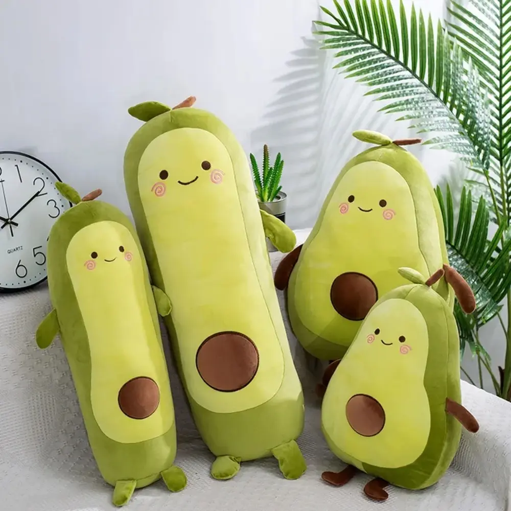 Unisex Pure Cotton Giant Green Avocado Plush Toy - Soft Stuffed Fruit Theme Avocado Doll, Big Sleeping Pillow, Cute Room Decor, Birthday Gift for Girls