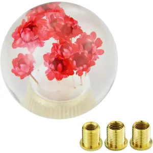 Flower  Ball Shape Gear Lever Shifter Grip Knobs Round  Shift Stick Handle Fit  Manual Auto Transmissions, Red