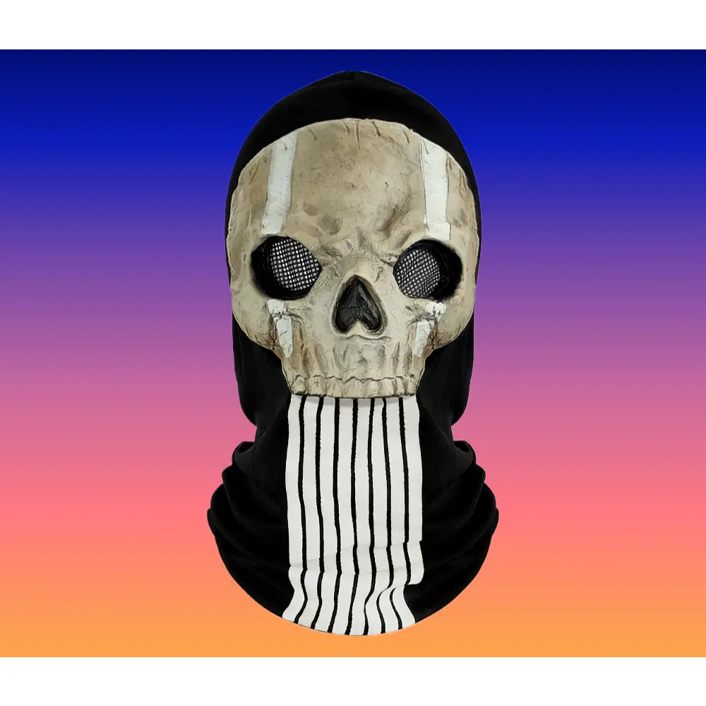 Comfortable Tactical Ghost Face Latex Mask, Halloween Party Cosplay Prop, Fashion & Face Covering Masks Accessories