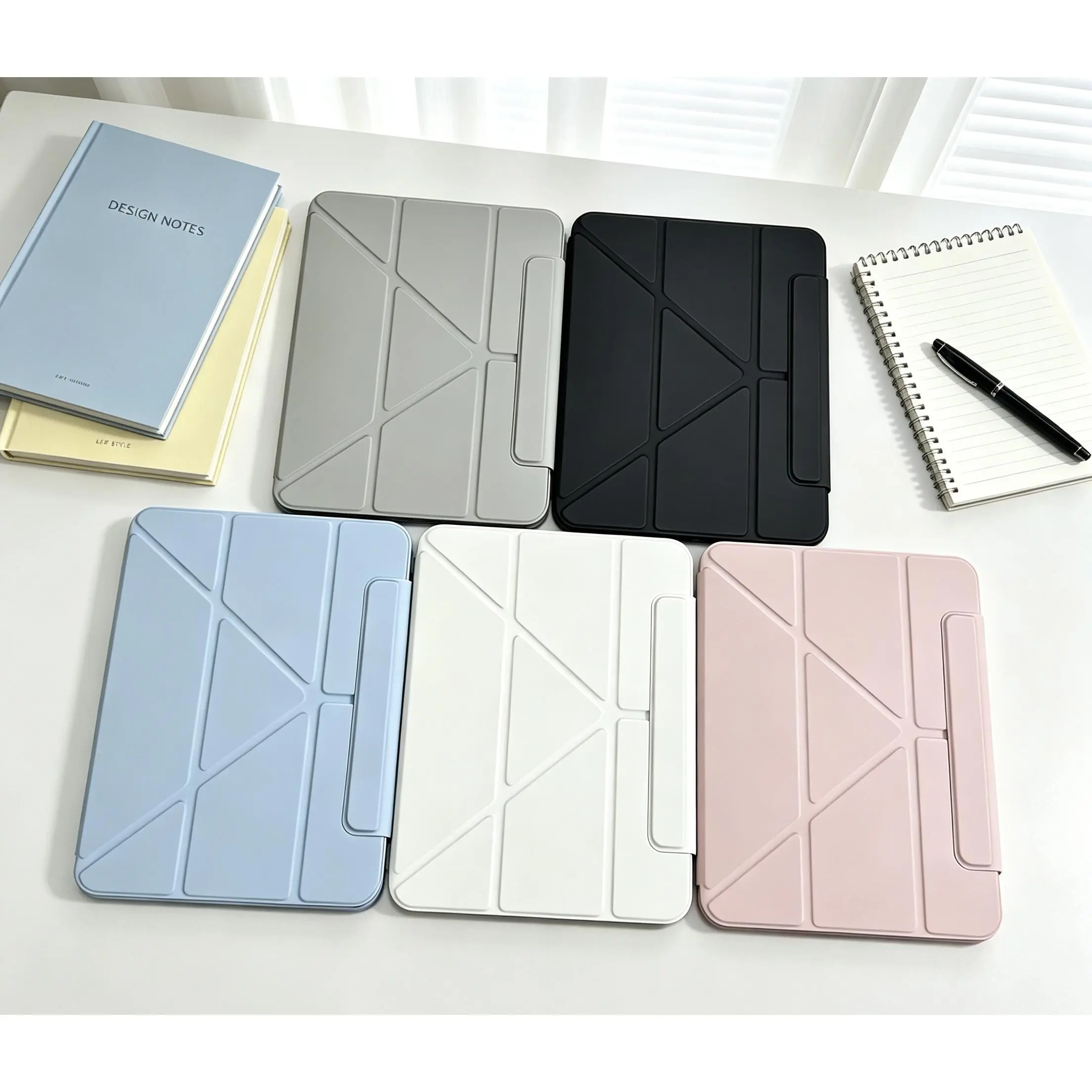 Hands-Free Folio Protective Cover for iPad 11th Gen (A16 2025) & iPad Air, 360° Rotatable Magnetic Detachable Case with Pencil Holder, Built-in Strong Magnet Ring, 1-Click Portrait-Landscape Switch, Removable Back Shell for Iron Surface Adsorption, Access