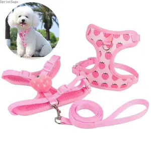 Cute Escape Proof Cat Harness and Leash Set - Adjustable Small Dog Vest Harness for Outdoor Walking, No-Choke Breathable Puppy Halter, All-Weather Comfort Walking Rope for Small Pets