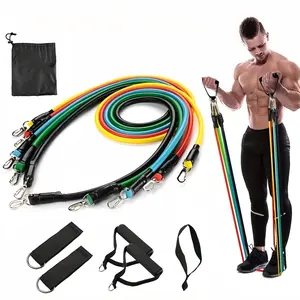 Resistance Band Set 11 Pieces, 5 Resistance Levels, Unisex, Home Fitness, Strength Training, Physical Rehabilitation, Ideal for Home Gym, Exercise Bands