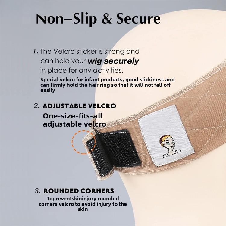 Breathable Adjustable Velvet Wig Grip Headband, Non-Slip Elastic Wig Band for Secure Hold