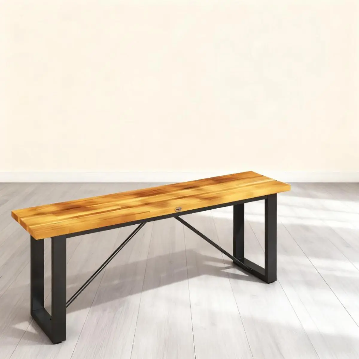 Aobtkel2-Person Backless Garden Bench for Porch, Park, Teak On-Site