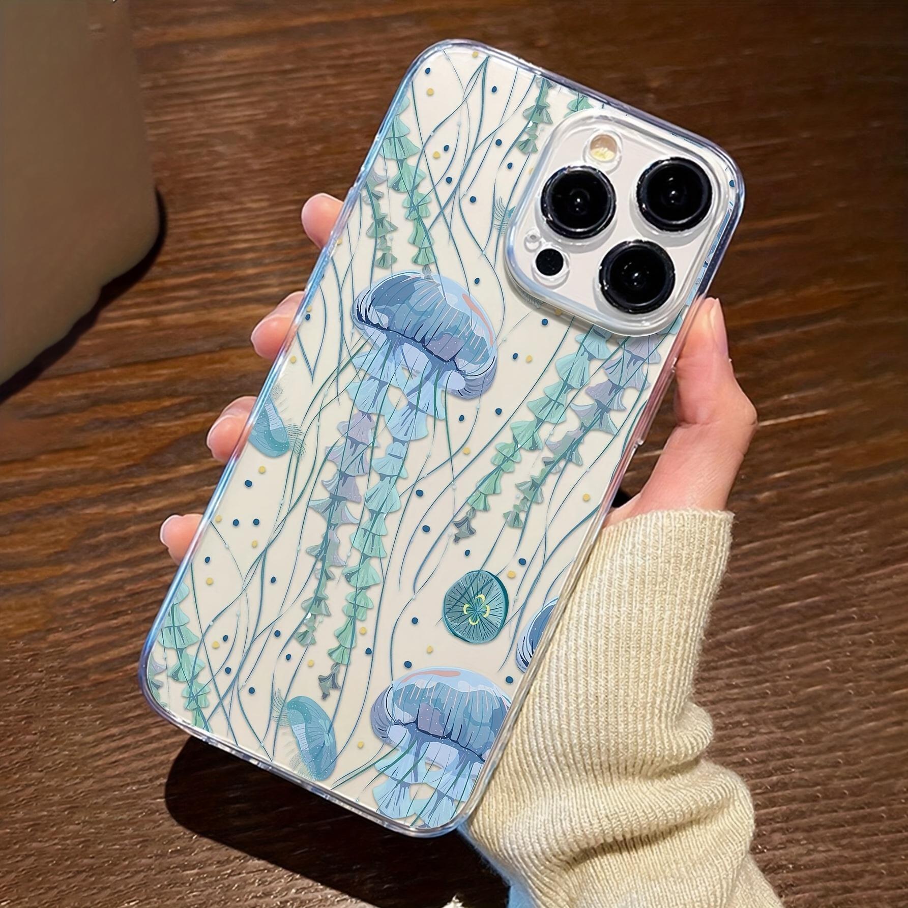 Jellyfish Pattern Transparent All-Inclusive Anti-Fall Mobile Phone Case Suitable for Apple 16PROMAX/15PLUS/15PRO/1741/14PROMAX/14PLUS/14PRO/14/13PROMAX/13PRO/13/12PROMAX/12PRO/12 11PROMAX/11PRO/11/XSMAX/XR/XS/78PLUS/