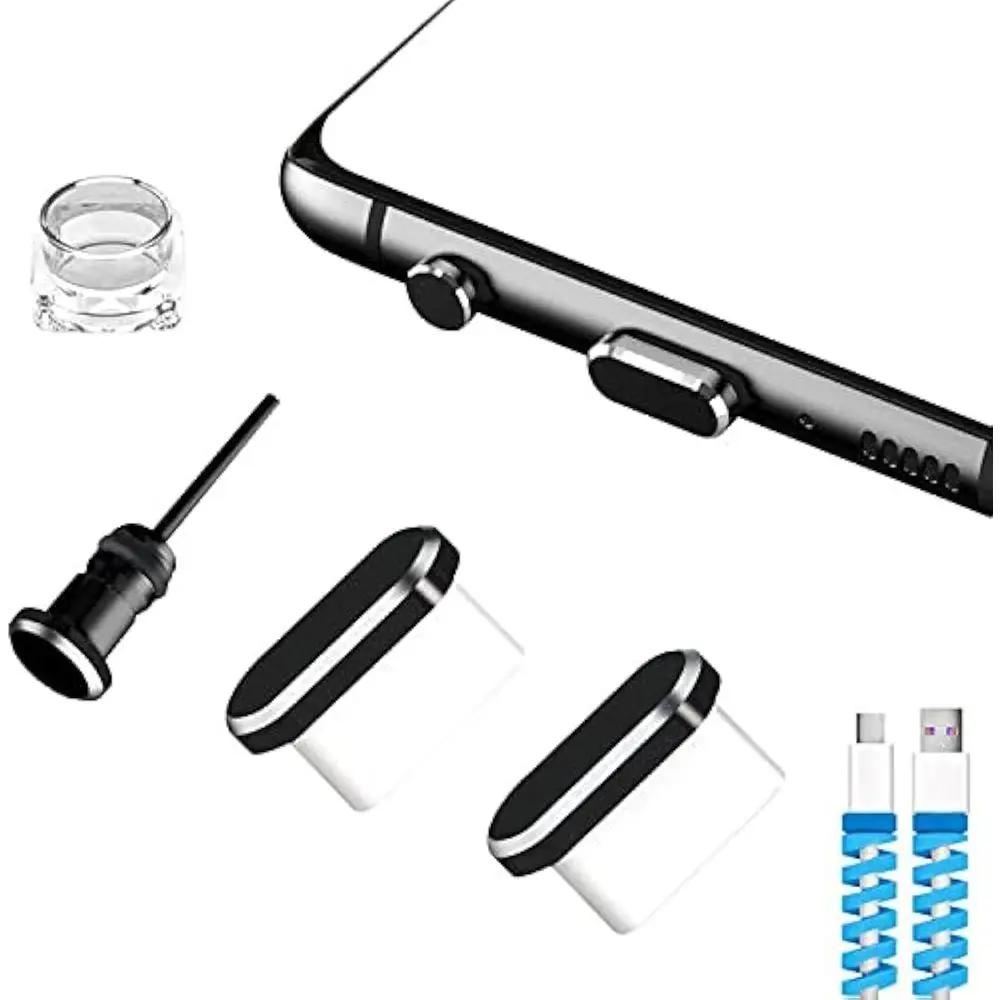 USB C Dust Plugs Charging Port Cover Caps, 2 PCS (Black)| Cable Protectors Included, Compatible with iPhone 17 16 15 Pro Max