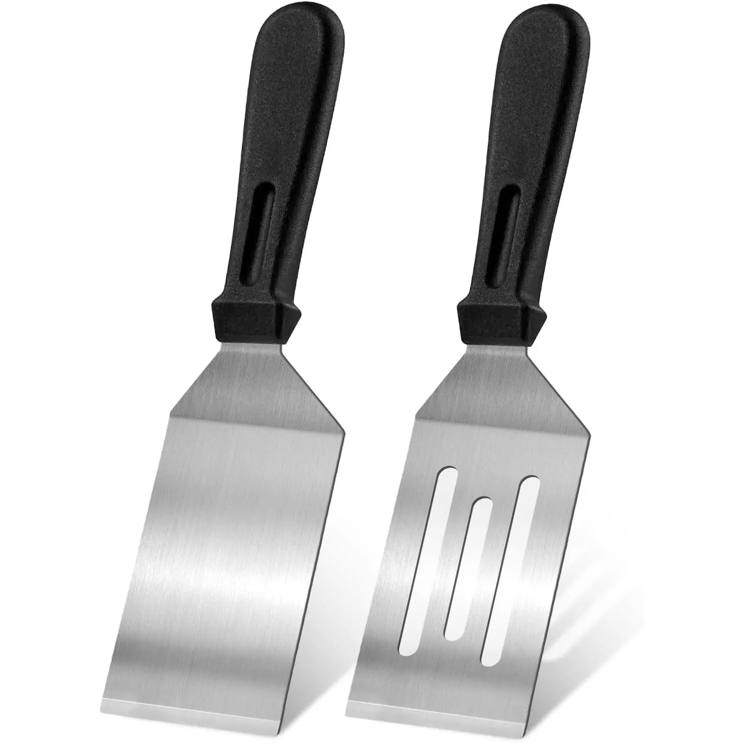 Metal Spatulas 2 count, Stainless Steel Spatula with Heat Resistant Handle, 9.8 Inch Stainless Steel Spatula Ideal for Desserts, Pancakes, Eggs, Griddle Scraper or BBQ