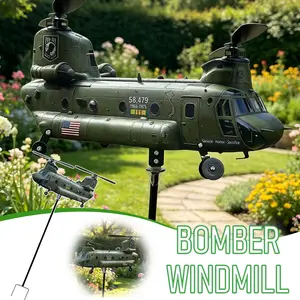 Simulation Ch-47 Helicopter Windmill Garden Decoration, Wind-Powered Rotating Outdoor Garden Decor, Ideal for Aviation Enthusiasts
