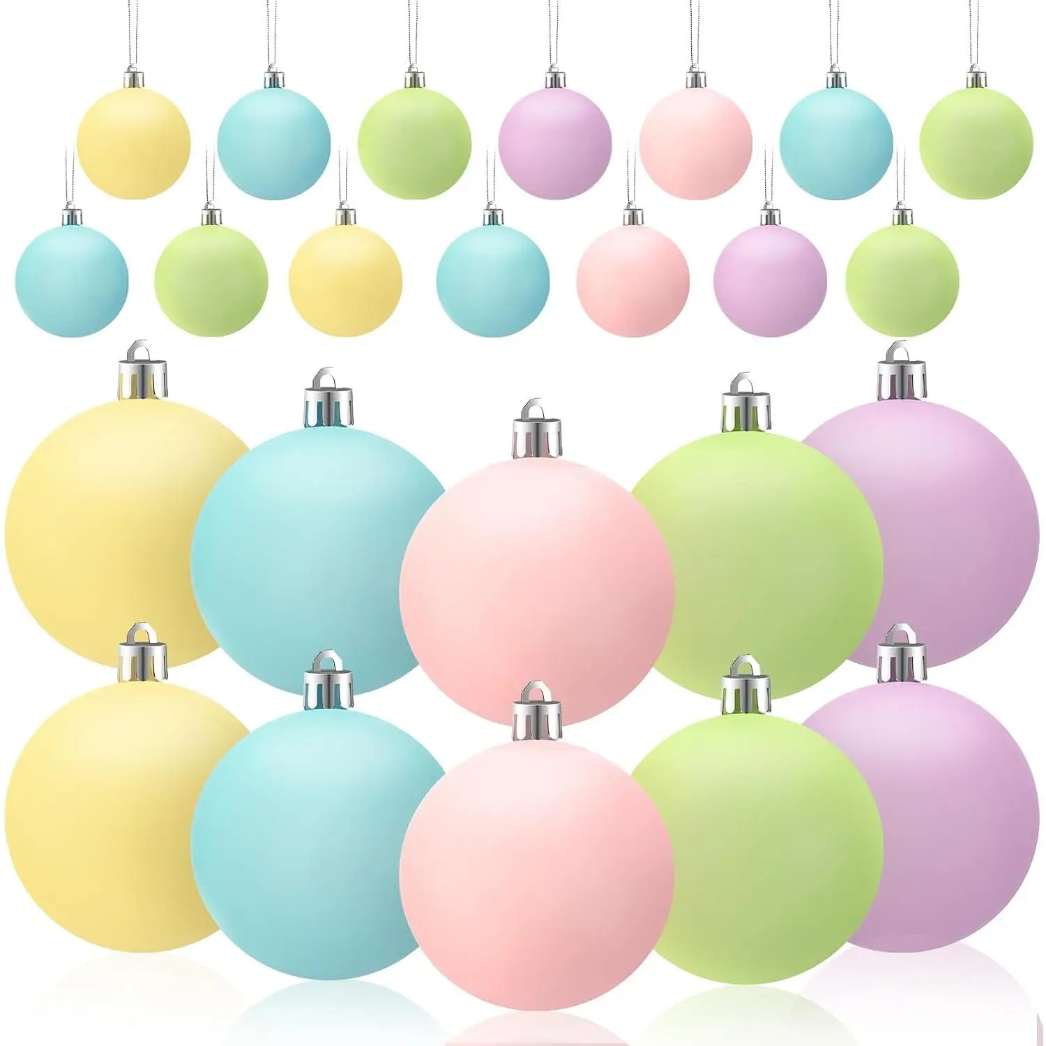 30 count Pastel Christmas Decor 2.36'' Bulbs Colorful Xmas Ornaments | Pastel Candy Christmas Decorations, Shatterproof Ornaments for Xmas Tree, Macaron Colors  Green Yellow Blue, Party Decor