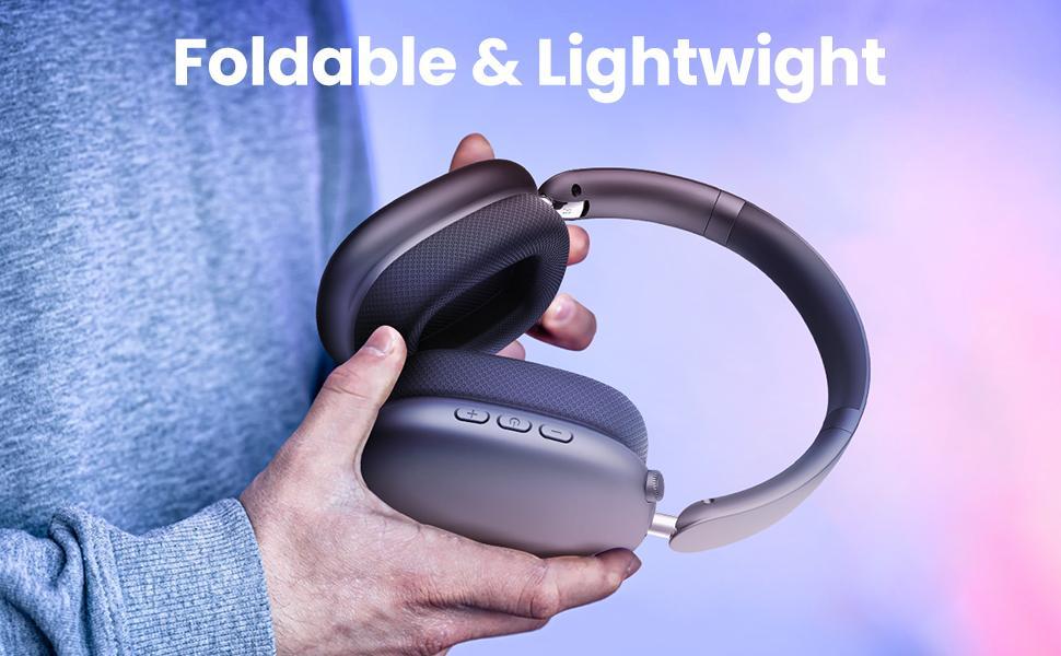 Wentronic Y01 ANC Headphones 48H Playtime,Hybrid Noise Cancelling,Hi-Res Audio,Foldable,Soft Earpads, with Mic for iOS/Android/PC