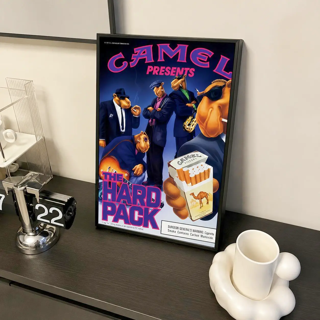 Vintage 1993 Joe Camel The Hard Pack Canvas Poster - Unframed Artistic Decorative Minimalist Log Print, Waterproof Wall Art for Bar, Man Cave, Gift for Adult Fans