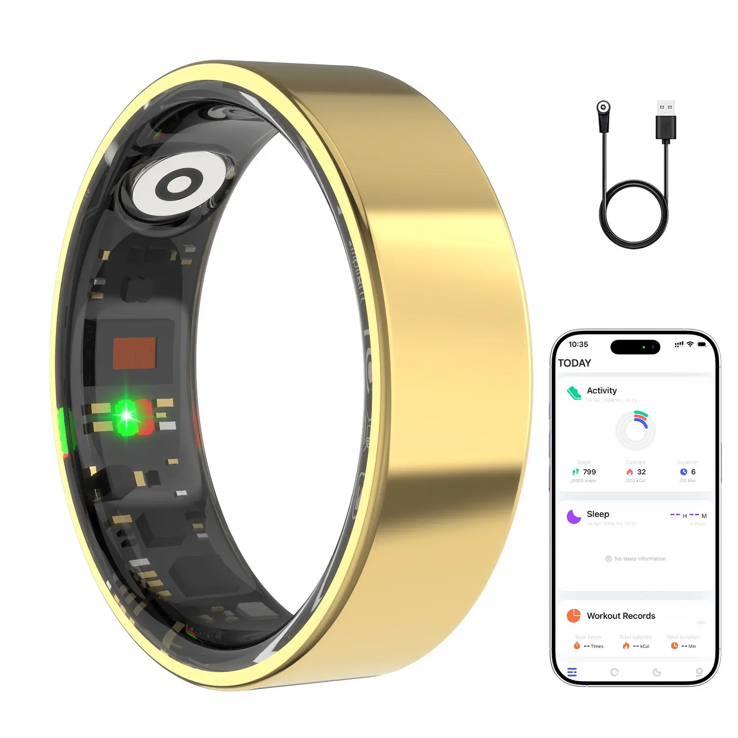 2026 New Smart Ring, Sleep & Heart Rate Monitoring, 5atm Waterproof for Swimming, Unisex Couple Style, Compatible with Android & iOS