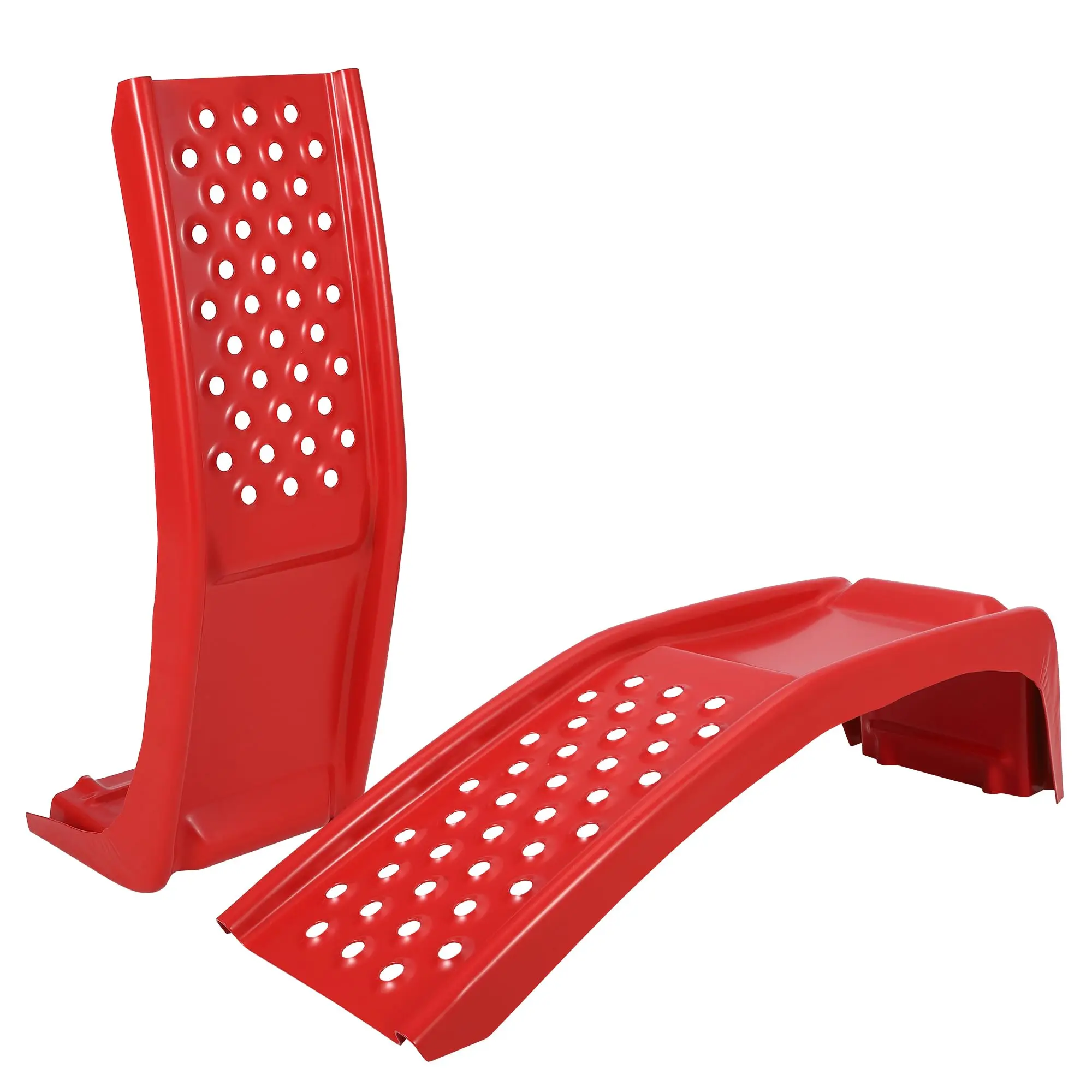 GARVEE Heavy Duty Car Ramps Set 8000 LBS Auto Ramp Solid Steel Ramps, Pack of 2, Max Lift Height 8 inch (Red, Product Size 34.7" L x 11" W x 9" H)