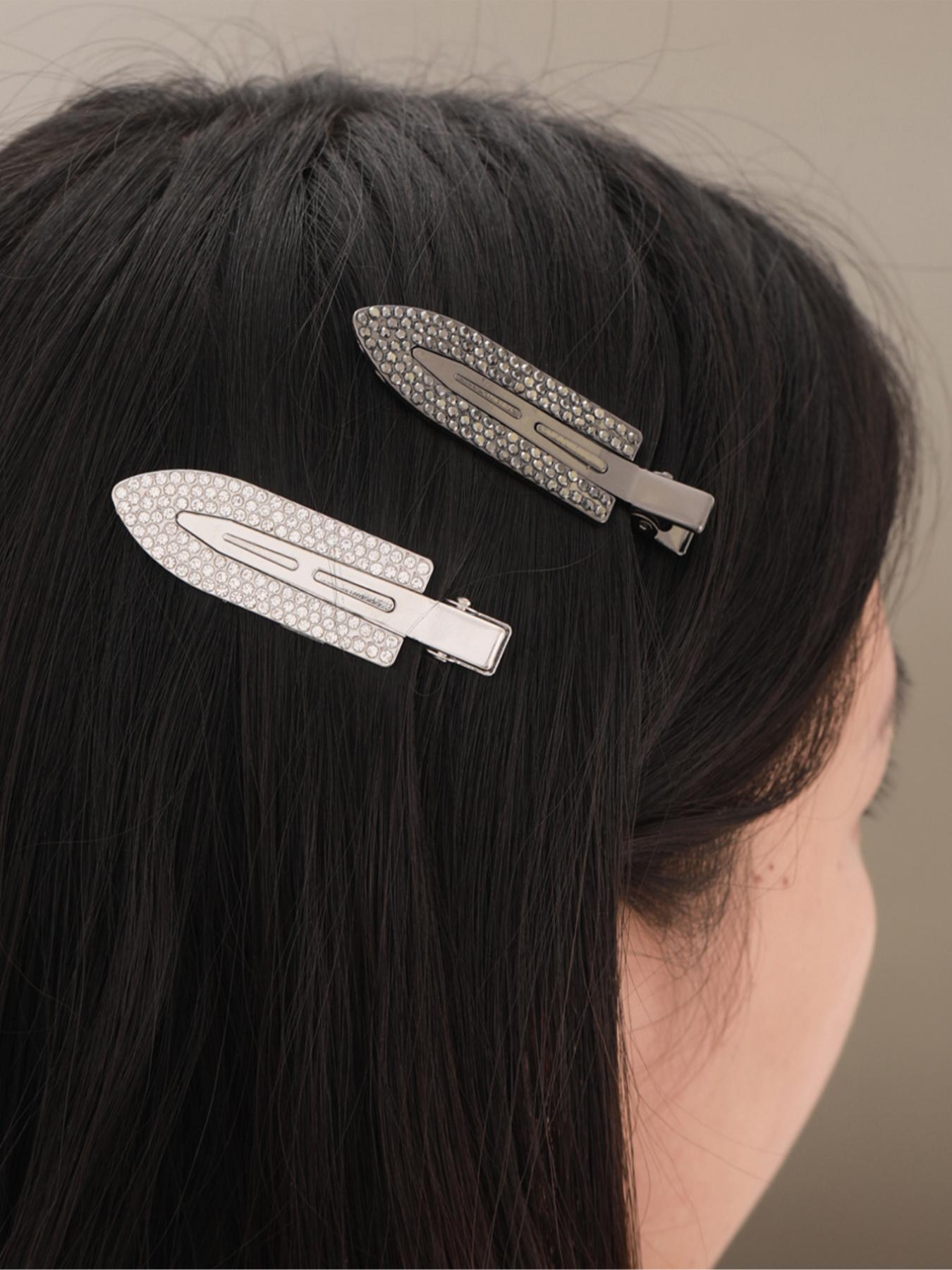 Rhinestone Decorated Hair Clips, Elegant Hair Accessories for Women & Girls, Minimalist Headwear Suitable for Thick Hair, Hair Clip Set