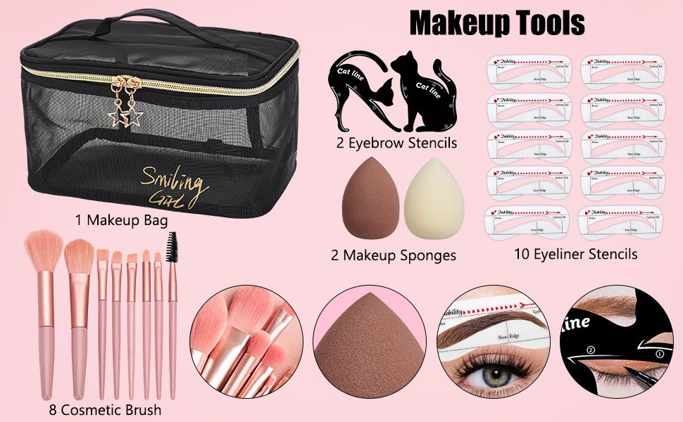 All in One Makeup Kit for Women Full Kit, Make Up Gift Set for Women, Makeup Essential Bundle Includes Foundation Face Primer Eyeshadow Contour Palette Lipstick Eyeliner Mascara Cosmetic Brush Set