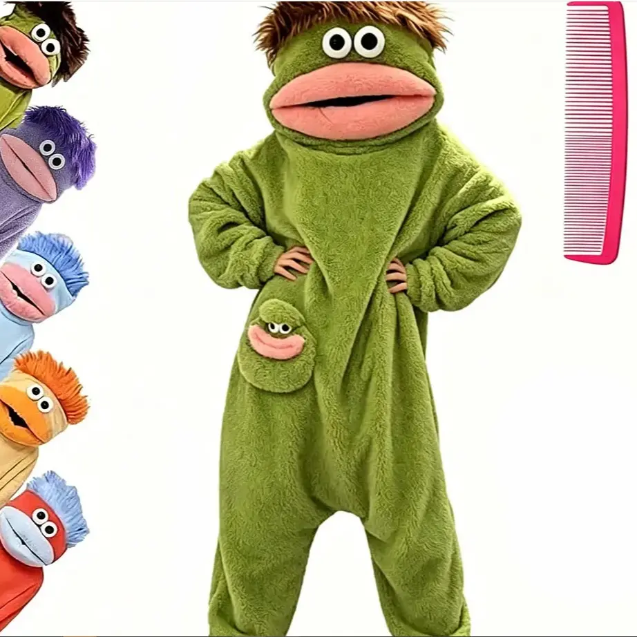 Big Mouth Monster Wearable Blanket Costume, Coral Color Fish Mouth Monster Onesie, Unisex Fall Winter Thick Warm Abstract Cute Coat, Comfortable Home Wear