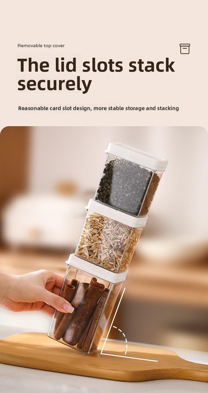 FaSoLa seasoning storage box for kitchen use, transparent with lid, sealed and moisture-proof spice and condiment dispenser box