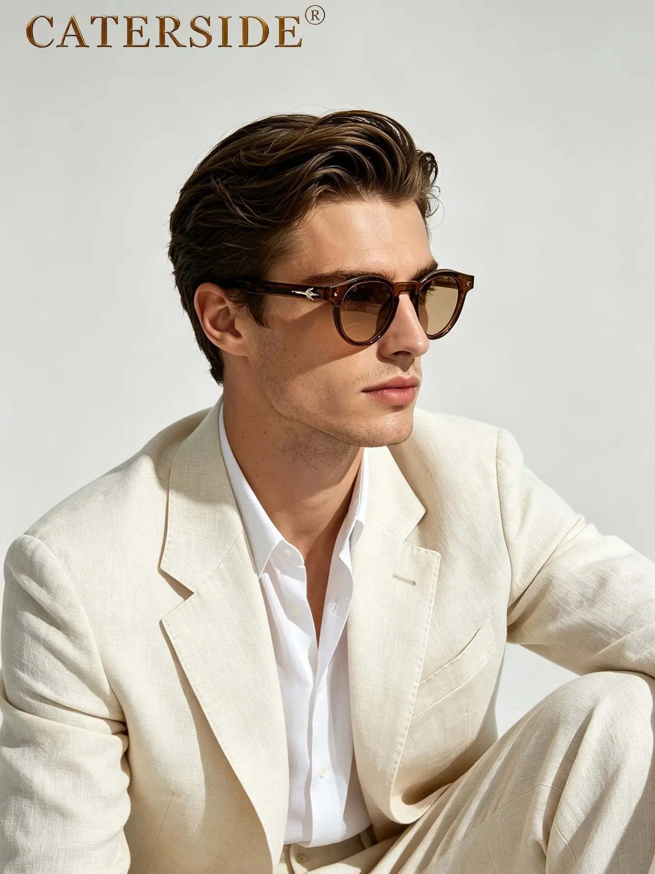 CATERSIDE 1/2/3 counts — Retro stylish small round sunglasses, unisex, PC+CP frames, slim fit design. Great for driving, street photography, beach, styling photos, souvenirs.
