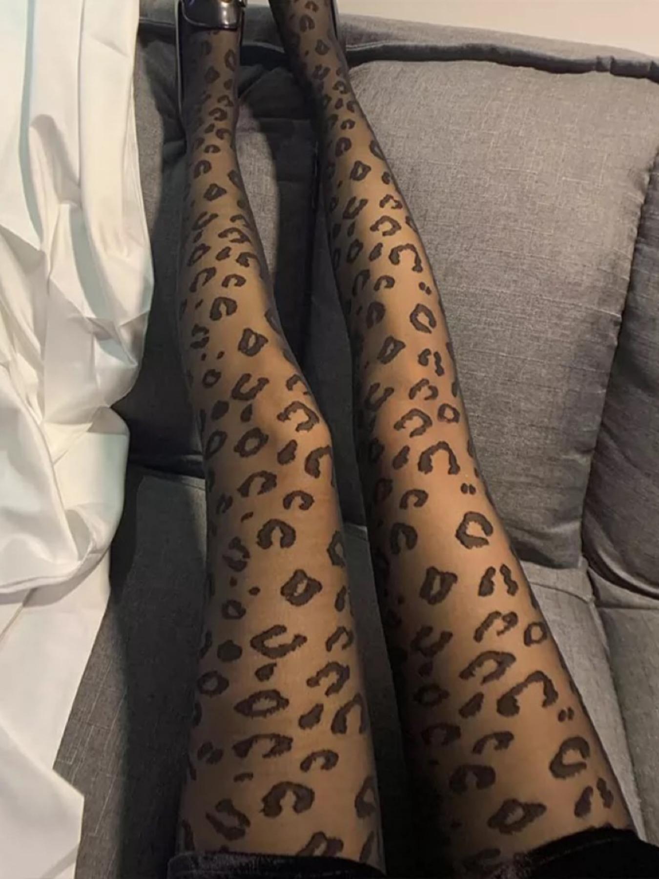Women's Leopard Print Sheer Tights, High Stretch Pantyhose for Daily Wear, Ladies Bottoms for All Seasons