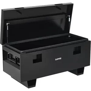 Heavy Duty Jobsite Truck Tool Box, Lockable Tool Storage Organizer with Removable Support Feet, Rugged Impact & Weather Resistant Portable Tool Chest for Truck Bed, Trailer, Garage, Warehouse & Construction Job Site