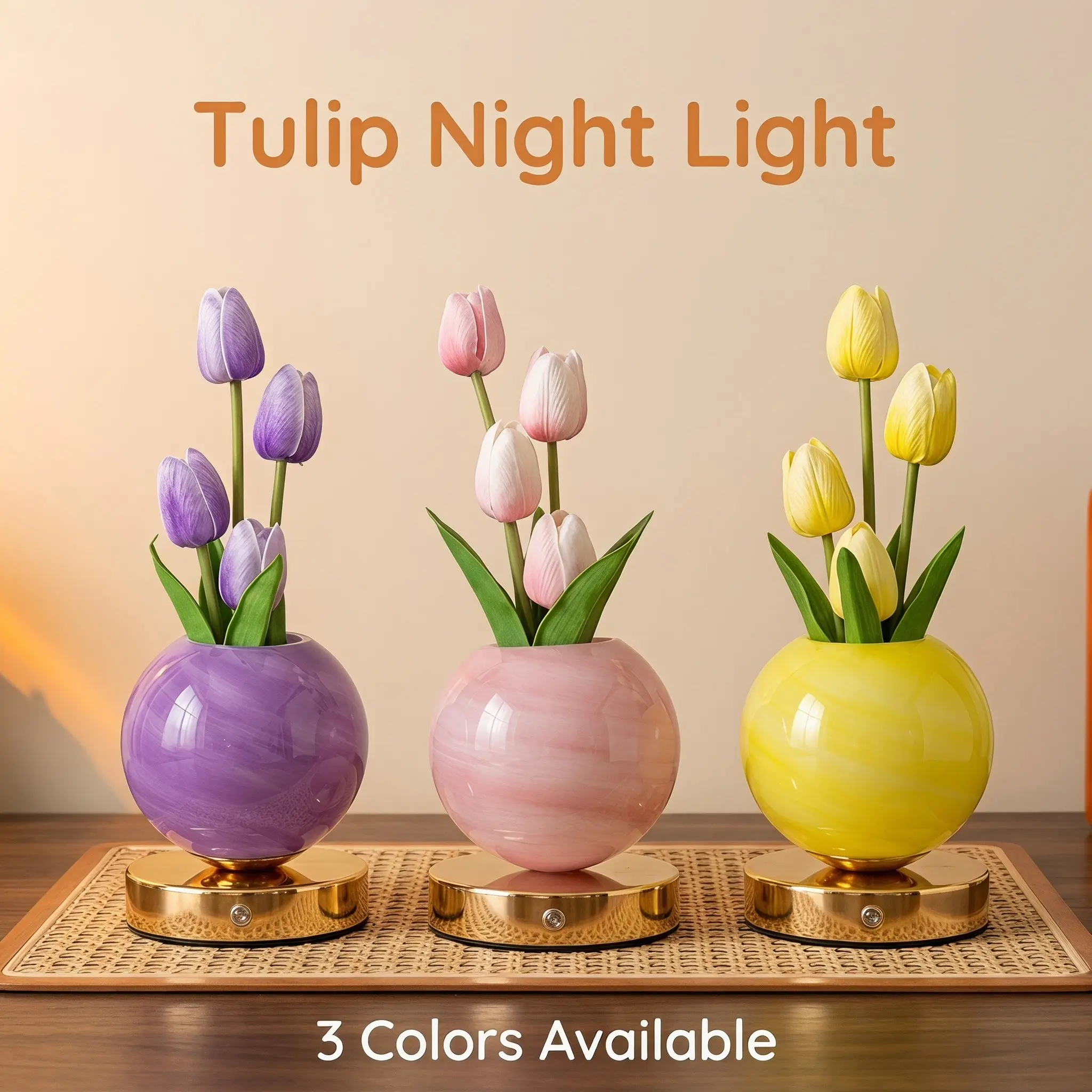 New Simulation Tulip Bouquet Night Light 3 Color Touch Dimmable USB Rechargeable Table Lamp Flower Lamp, Aesthetic Ambient Light For Bedroom Bedside Desk, Ideal Gift For Wedding Valentine Birthday