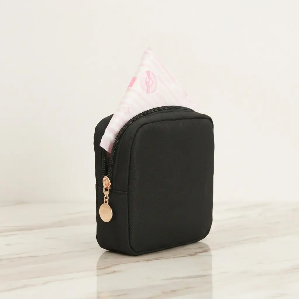Cozy Sanitary Pad Storage Bag Large Capacity Period Pouch Organizer For Bedroom Travel Desk Minimalist Cube Holder Fits Pads Cosmetics Misc Items Soft Polyester Everyday Essential Cute Pastel Colors