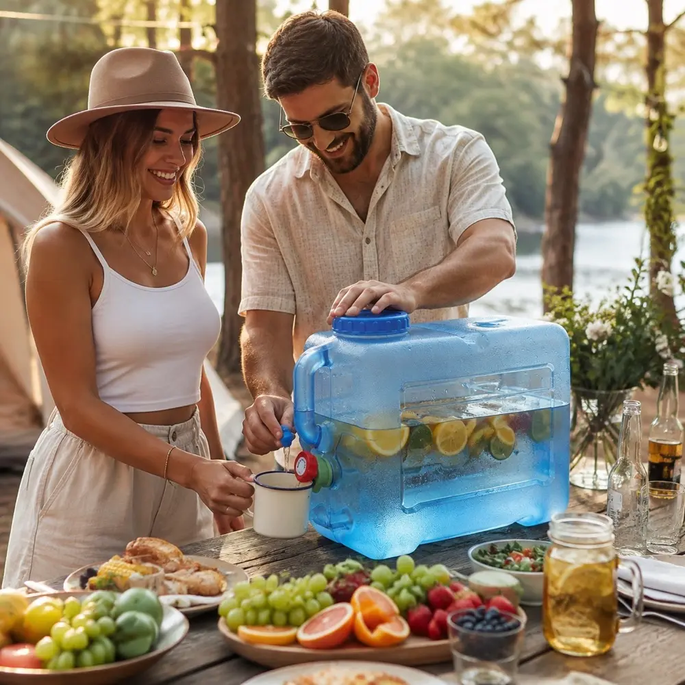 17 Gal BPA-Free Leakproof Portable Water Bucket with Tap, Home Storage Tank, Camping Emergency Supply, Lightweight Home Organizer Container for Outdoor Use