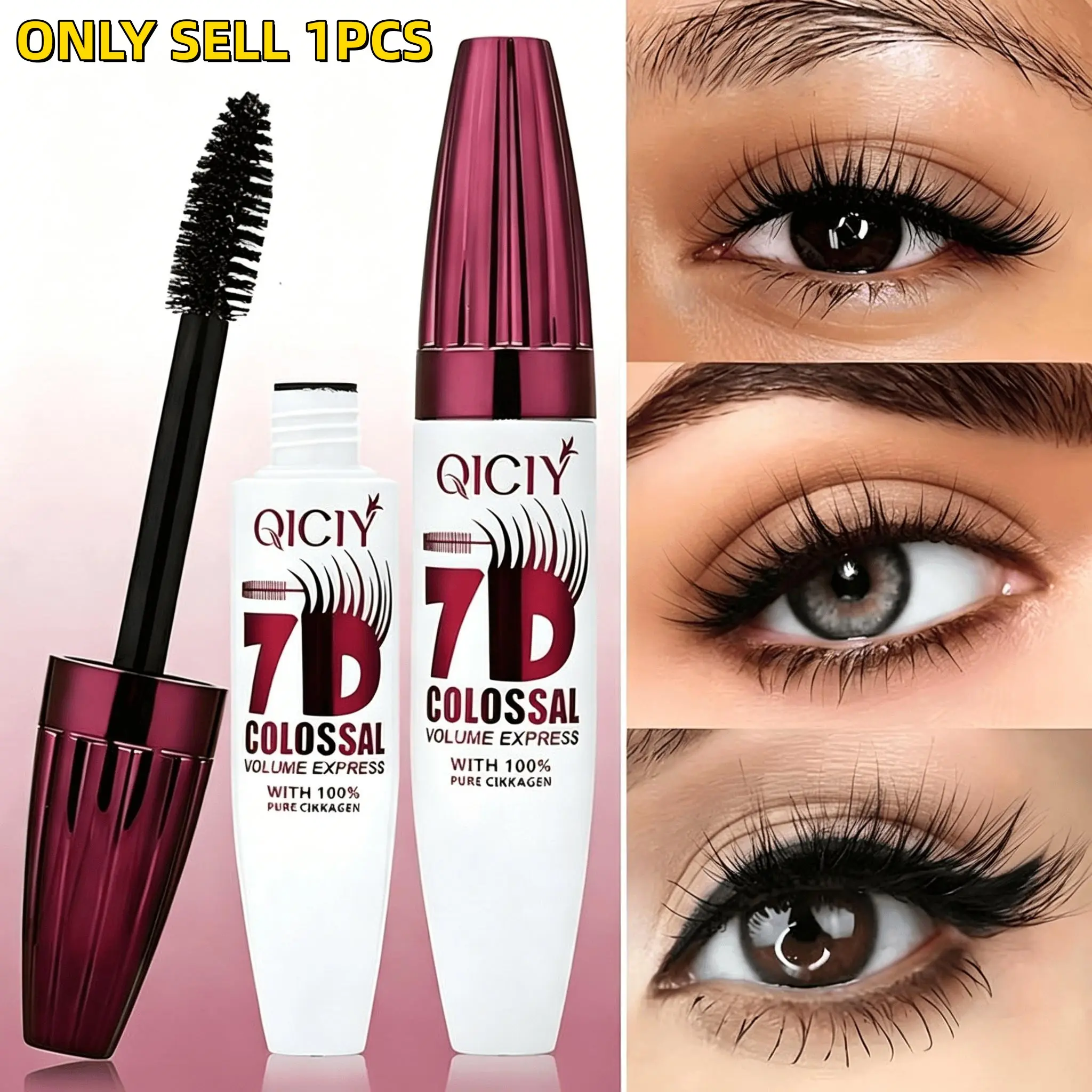 7D Volumizing Beauty Mascara, Long-Lasting Natural Curling Lash Voluminous Mascara for Professional Eye Makeup, Made for Women and Girls, Longwear Mascara