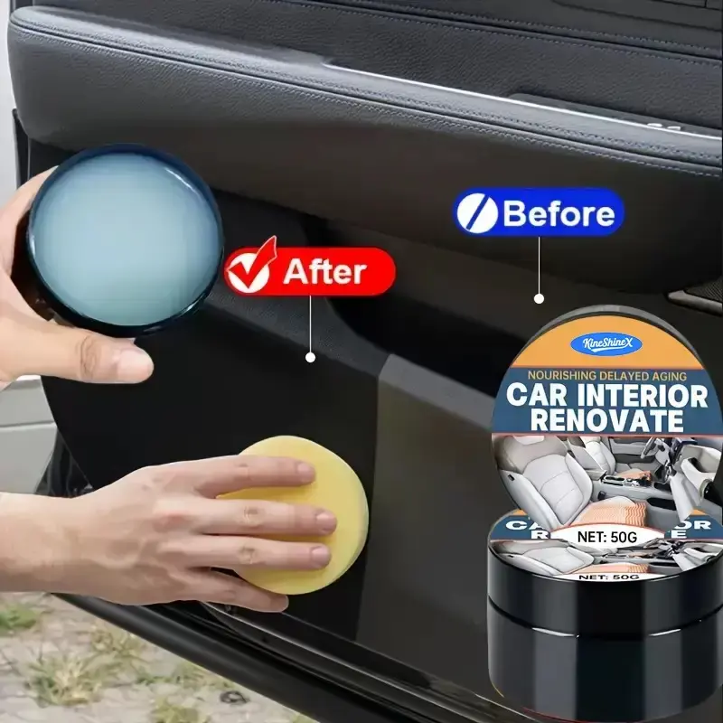 2 PCS Multifunctional Car Repair Wax - Scratch Remover, Plastic Refinishing, Gloss Treatment, Anti-Yellowing Protective Coating - Sponge Brush Included - For Dashboard, Tires, Bodywork, No