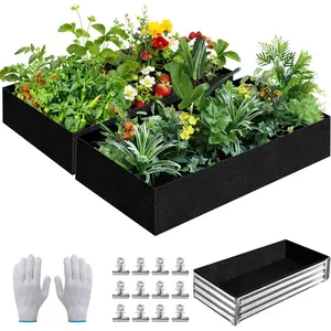 2 Sets 4 x 2 x 1 ft Raised Garden Bed Liner Bag, Breathable Grow Bed Fabric Liners with Clips and Gloves, Garden Box Non Woven Bag for Outdoor Plants Growth Keep Soil Isolation (No Garden Bed)