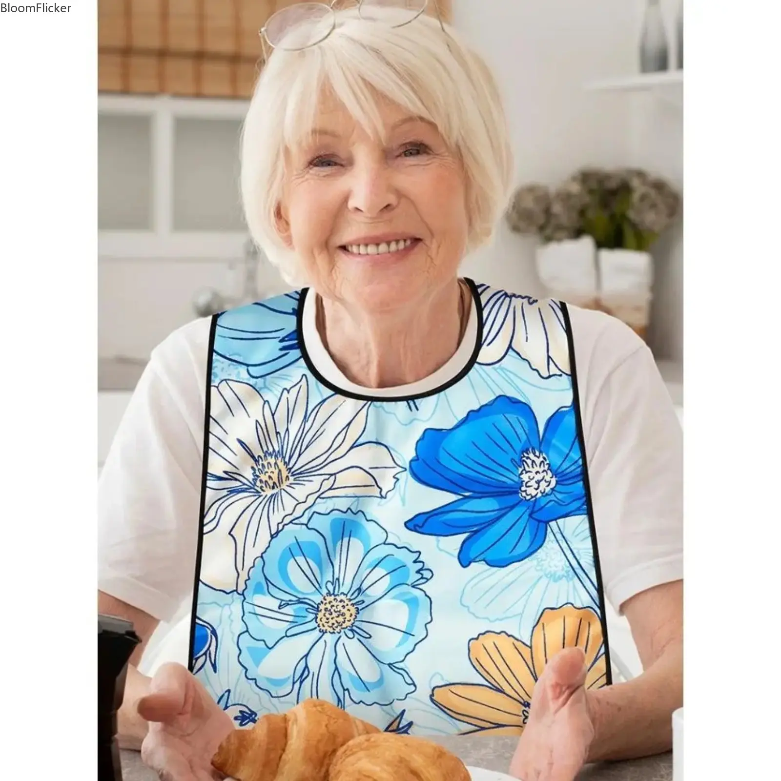 Waterproof Adult Bib for Elderly, practical mealtime apron with large coverage, stain-resistant reusable eating guard, lightweight comfortable dining accessory for seniors at home and daily meals