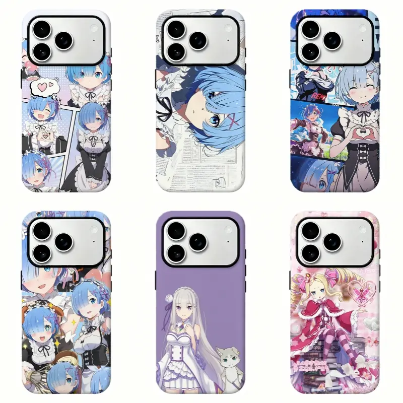 Anime Re:0 Starting Life in Another World Protection Phone Case - Rem & Emilia & Beatrice Fan Gift for iPhone 17 Pro Max,16,15,14,13,12,11 Plus Pro Max & Samsung S21,S22,S23,S24,S25,S26 FE/Plus/Ultra