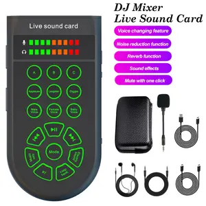 Portable microphone kit, handheld plug-and-play sound card device with voice changer and noise reduction functions, used for podcasts, broadcasting, daily life, singing recording, gaming with family and friends, a great gift choice, suitable for mobile ph