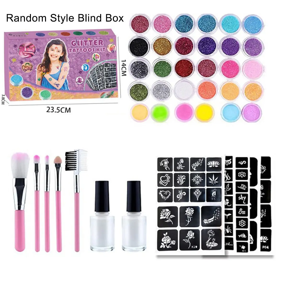 Night Glow Diamond Glitter Tattoo Kit, Adult & Kids DIY, Easy-To-Use Sparkle Stickers, Festival Party Makeup, Long-Lasting Finish