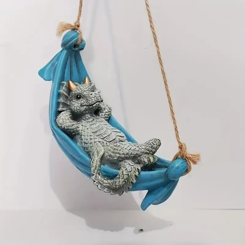Cute Dragon Sculpture Pendant, Outdoor Garden Resin Statue, Perfect Gift for Dragon Lovers, Festive Decoration, Durable Design