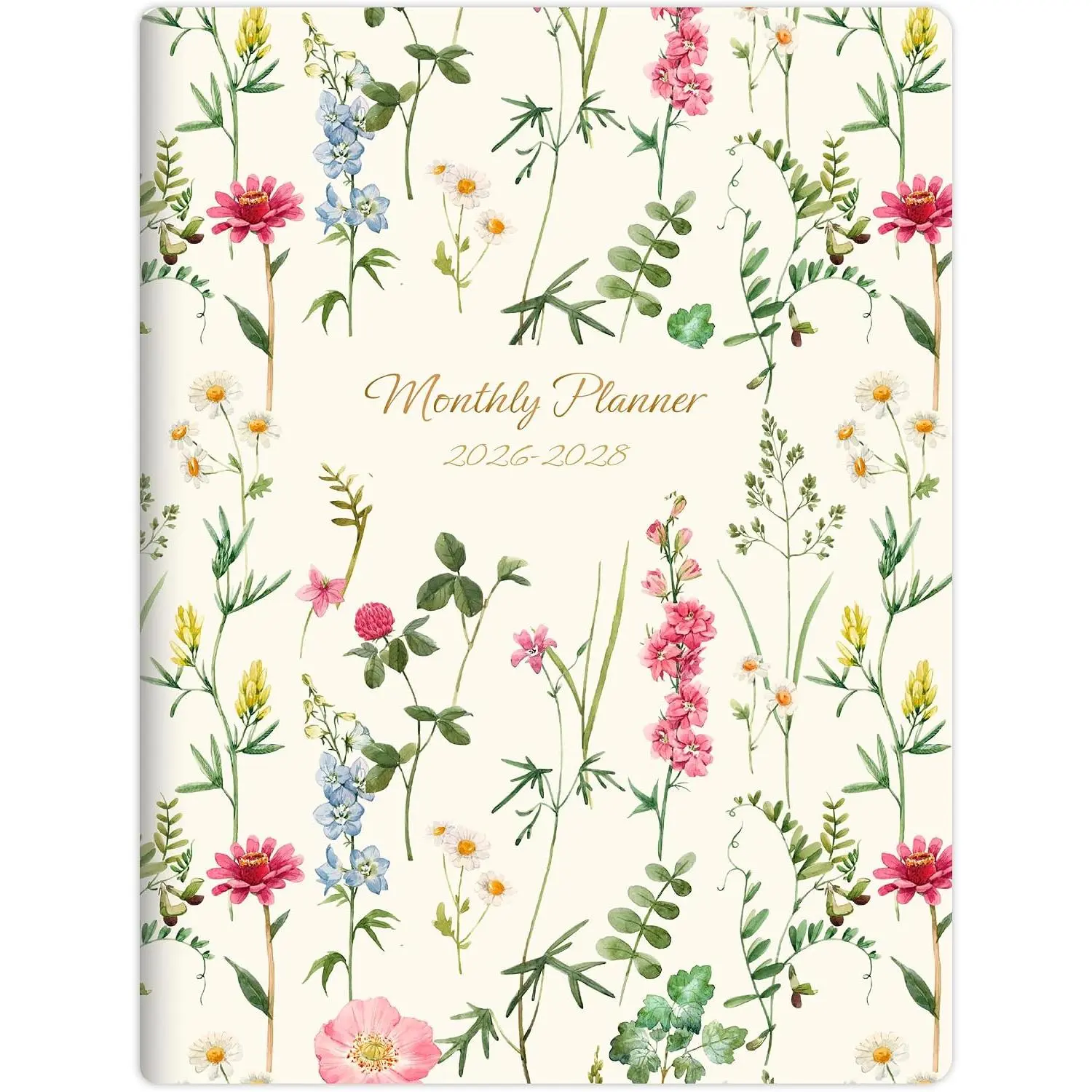Monthly Planner May 2026 to June 2028-7" x 10" Large Calendar Book - Big Size Desk Organizer for Business, School, Notes, 100 GSM Paper, Beige Wildflower