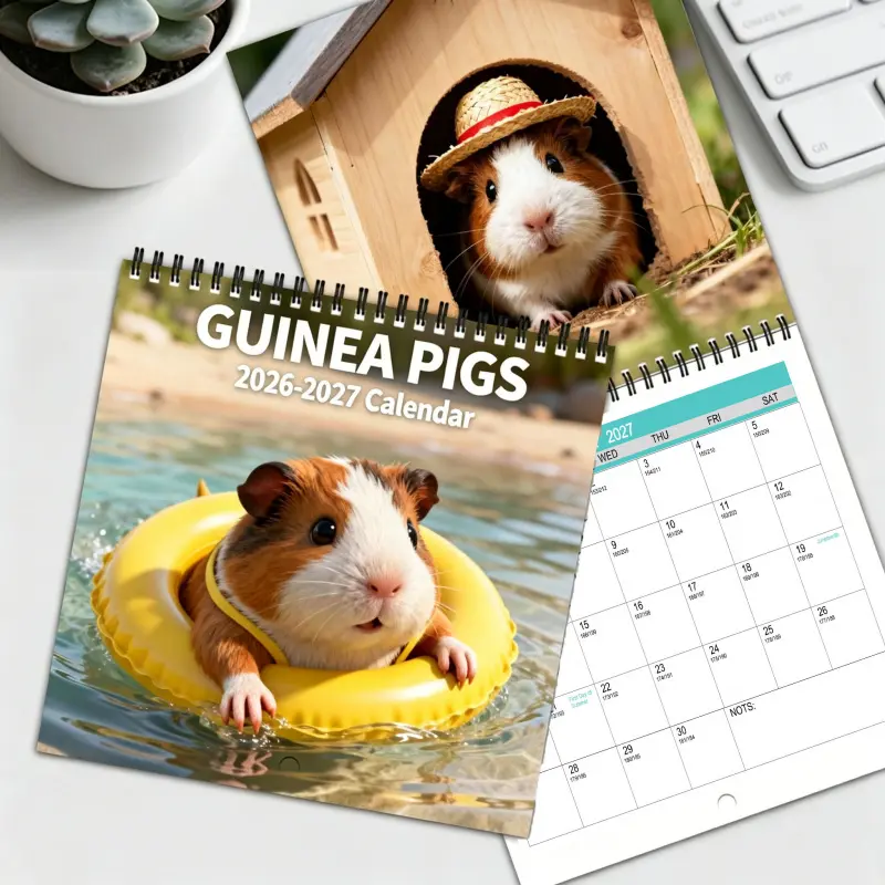 2026-2027 Guinea Pig Calendar - 18-Month Thick Coated Paper Spiral-Bound Wall Calendar, Includes Cute Guinea Pig Photos, 8.2x8.2 Inch Square Monthly Planner, Perfect for Home or Office - A Great Gift for Animal Lovers